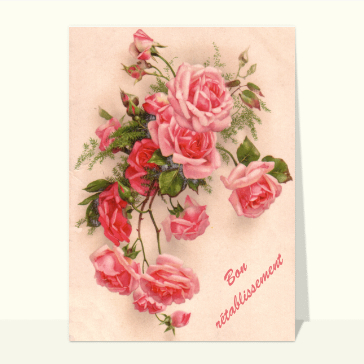 Bon rétablissement bouquet carte ancienne
