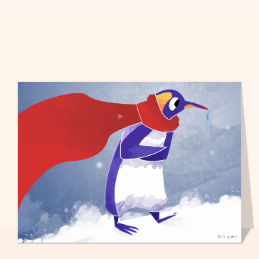 Carte Bon rétablissement pingouin malade