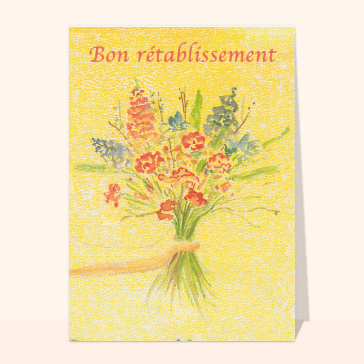 Bon rétablissement et bouquet à la gouache