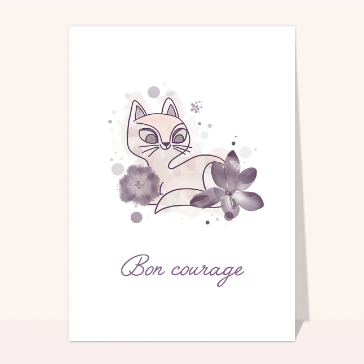 Carte Bon courage et chaton mignon