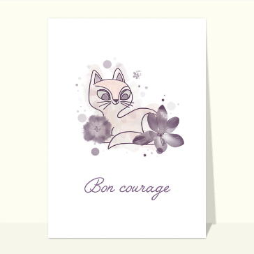 Carte Bon courage et chaton mignon