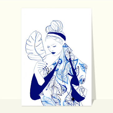Femme en peignoir à l`encre