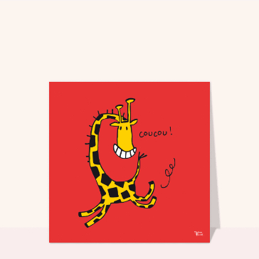 carte pour dire bonjour : Un bonjour de girafe rigolote