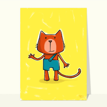carte pour dire bonjour : Un bonjour du chat roux
