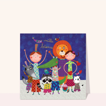 Carte Mille bisous des animaux