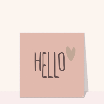 carte pour dire bonjour : Simplement hello avec un coeur