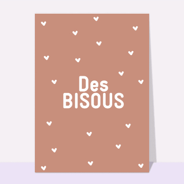 Carte Des bisous entourés de petits coeurs