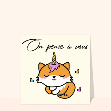 Carte Petit renard on pense à vous