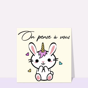 Carte Petit lapin on pense à vous