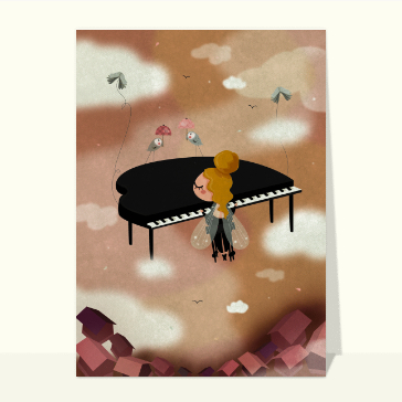 carte pour dire bonjour : Quelques notes de piano