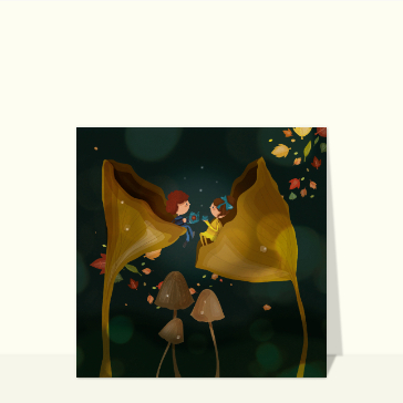 Carte On prend le thé dans des jolies fleurs
