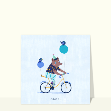 Coucou petit loup sur son vélo