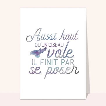 Carte Aussi haut qu`un oiseau vole il finit par se poser