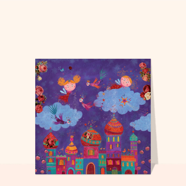 Carte Les petits anges au dessus de la ville