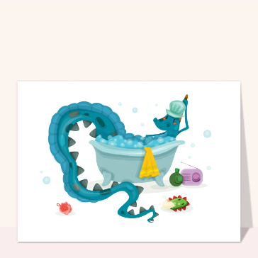 carte divers : Dinosaure qui prend son bain