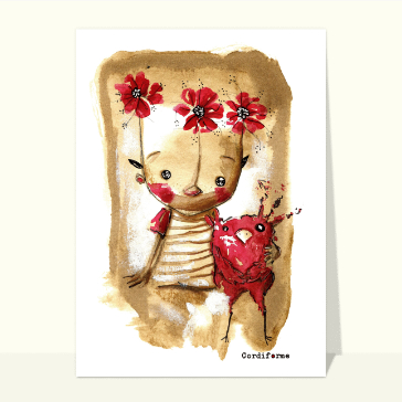 Petit garçon avec des fleurs sur la tête