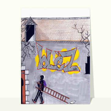 Graff sur le mur d'une maison abandonnée