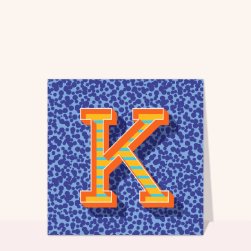 Carte Un K sur du bleu