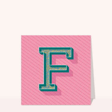 Carte Le F sur des hachures roses
