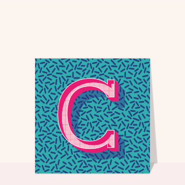 Carte Un C rose et vert