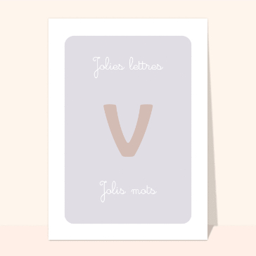 Carte Jolie lettre V et Jolis mots