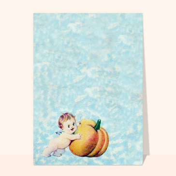 Cartes pour Halloween et Toussaint : Un bébé et une citrouille
