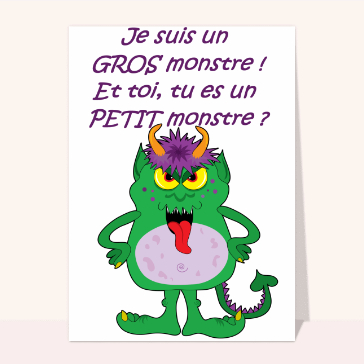Cartes pour Halloween et Toussaint : Gros monstre et petit monstre