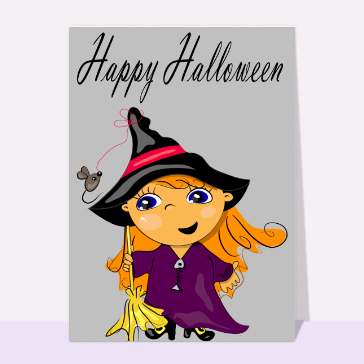Carte Halloween pour enfant : Happy halloween petite fille !