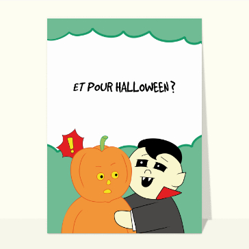 Carte Halloween pour enfant : La citrouille et le vampire
