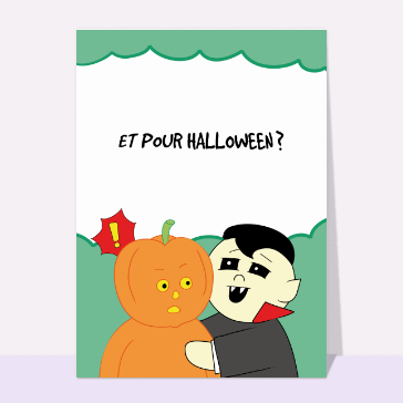 Cartes pour Halloween et Toussaint : La citrouille et le vampire