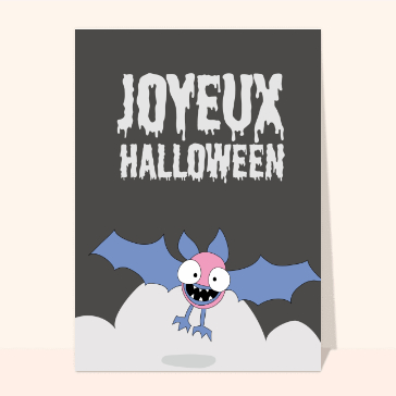 Carte Halloween pour enfant : Joyeux Halloween de la chauve-souris