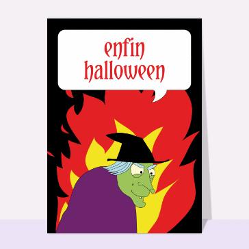 Carte Halloween pour enfant : Vilaine sorcière d'halloween