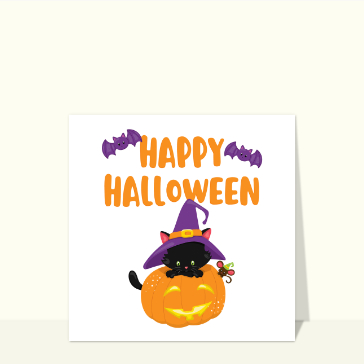 Petit chat dans une citrouille Cartes Halloween pour enfants