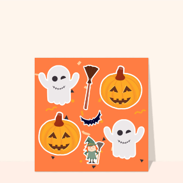 Carte Halloween pour enfant : Stickers d`halloween