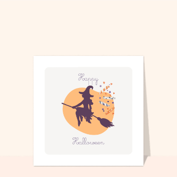 Happy halloween sorcière sur son balai