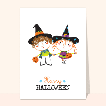 Carte Dessin d`enfant happy halloween