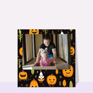 Citrouilles sur fond noir Cartes Halloween pour enfants