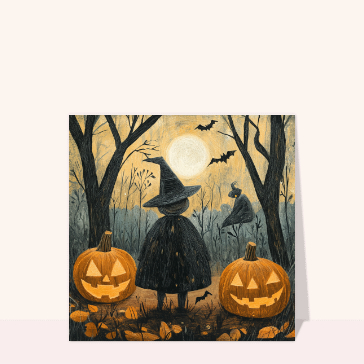 Sorcière nocturne et citrouilles éclatantes