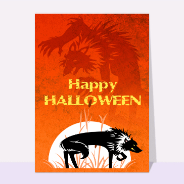 Cartes pour Halloween et Toussaint : Loup happy halloween