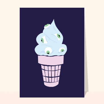 Glace aux yeux sur fond bleu
