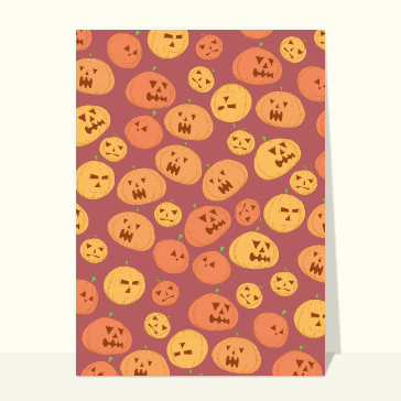 Cartes pour Halloween et Toussaint : Couvert de citrouilles hurlantes