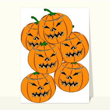 Cartes pour Halloween et Toussaint : Tas de citrouilles