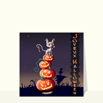 Carte Halloween petit chat momie