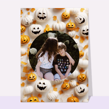 Cartes pour Halloween et Toussaint : Citrouilles d`halloween en 3D