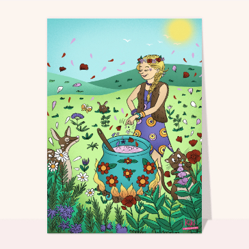 Carte Potion et herbes du printemps