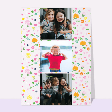 Carte de Mai : Fond bariolé et fleuri