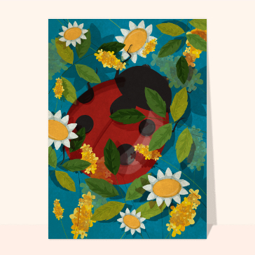 Carte Petite coccinelle dans les fleurs