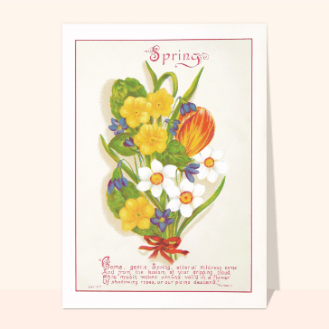 Carte ancienne bouquet de printemps