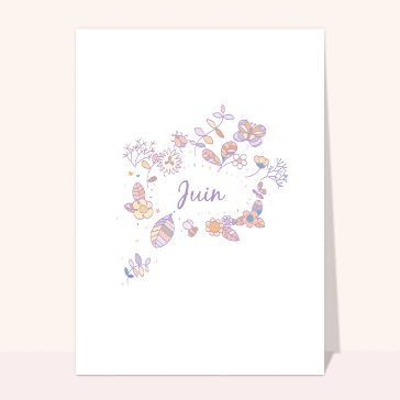 Juin entouré de fleurs