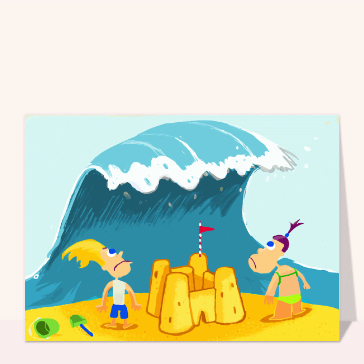 Carte postale de Juillet et d'été : Carte postale la grosse vague